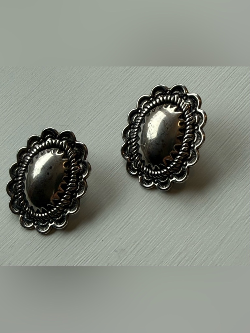 Oval Sterling Silver Earrings